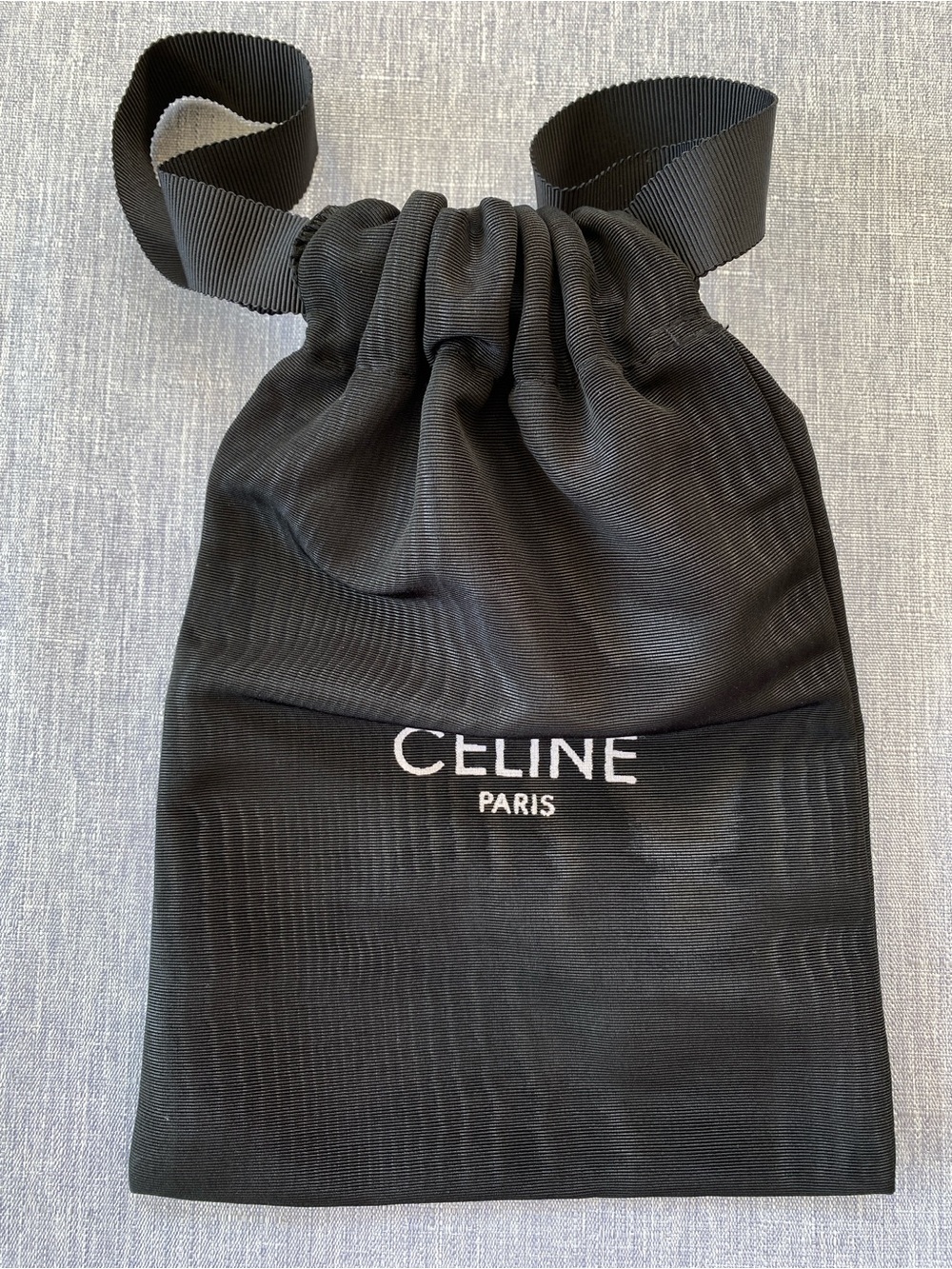 NWOT Authentic Celine | Black Drawstring Dust Bag Storage Gift Luxury Wood Print